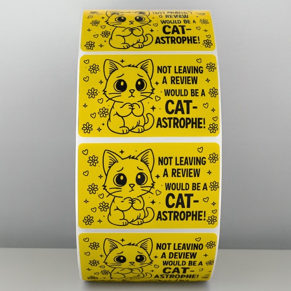 Cat Review Stickers – Cute Not Leaving a Review Would Be a Catastrophe Labels - Picture 2 of 11